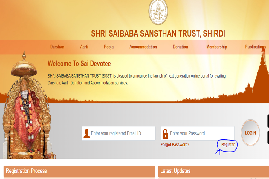 Home Page for Shirdi Room Booking