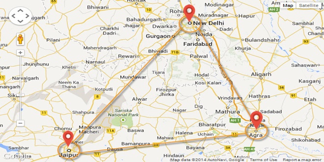 Delhi Agra Jaipur Route Map 